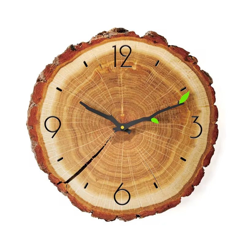 Large Vintage Wooden Wall Clock - Modern Rustic Design for Home, Office, and Cafe Decor