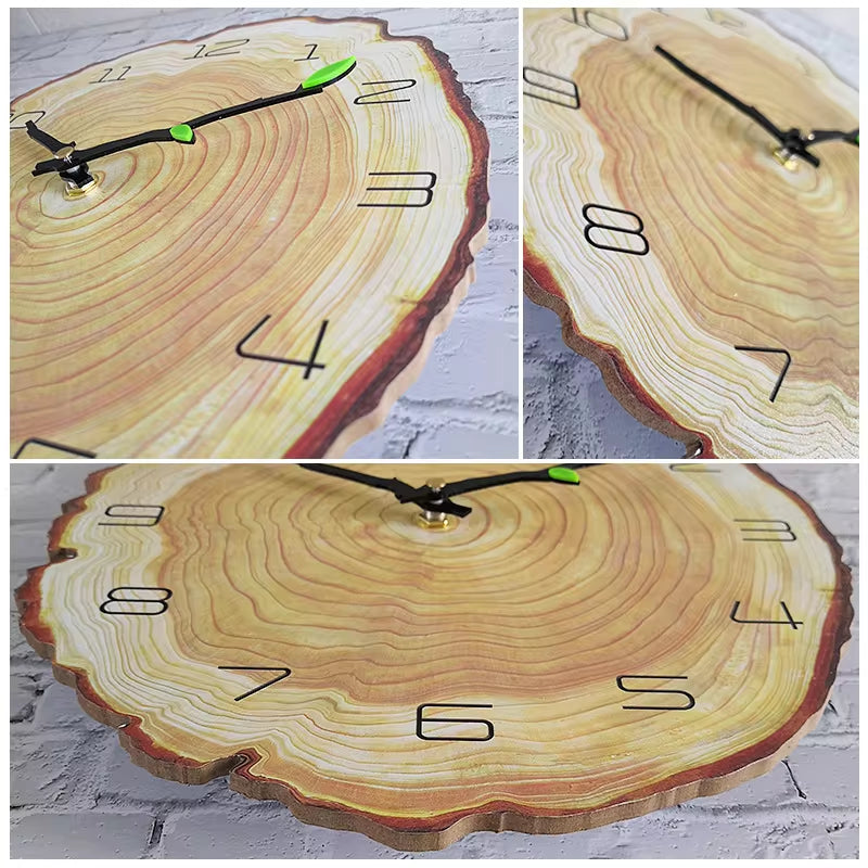 Large Vintage Wooden Wall Clock - Modern Rustic Design for Home, Office, and Cafe Decor