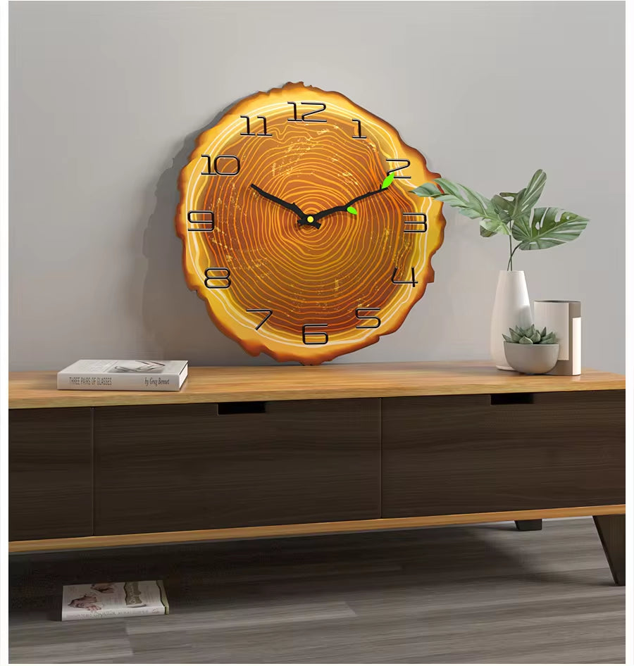 Large Vintage Wooden Wall Clock - Modern Rustic Design for Home, Office, and Cafe Decor